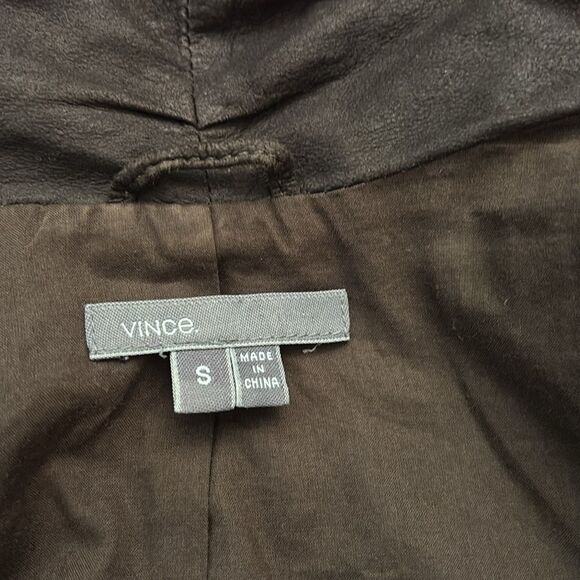 Vince brown Leather/suede Jacket with Zip Front and Tailored Silhouette, S - Picture 9 of 9